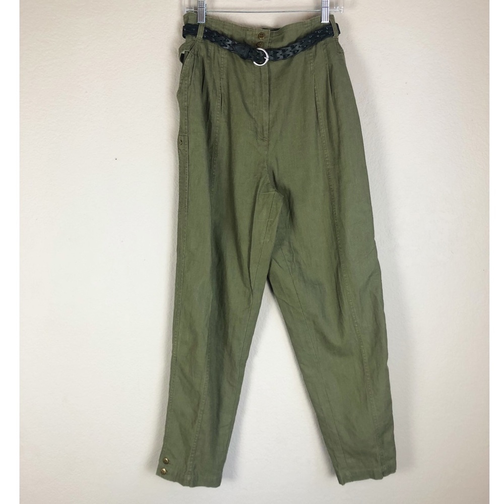 Together Green Cotton/Linen Blend High-Waisted Pants 12